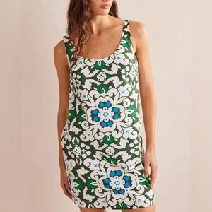 Boden Green and Blue Ruffled Tiered Mini Dress
